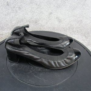 Chanel Heels Womens Size 38.5 Eu 8 Us  Black Leather Stretch Spirt Heels